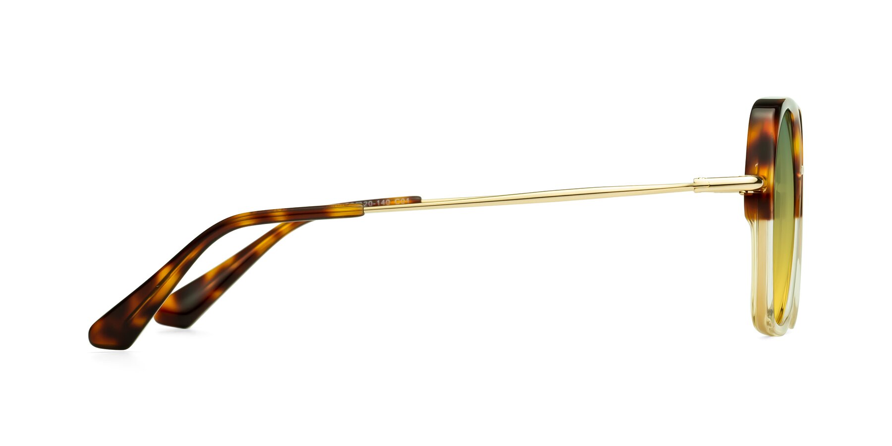 Side of Apollo in Tortoise-Champagne with Green / Yellow Gradient Lenses