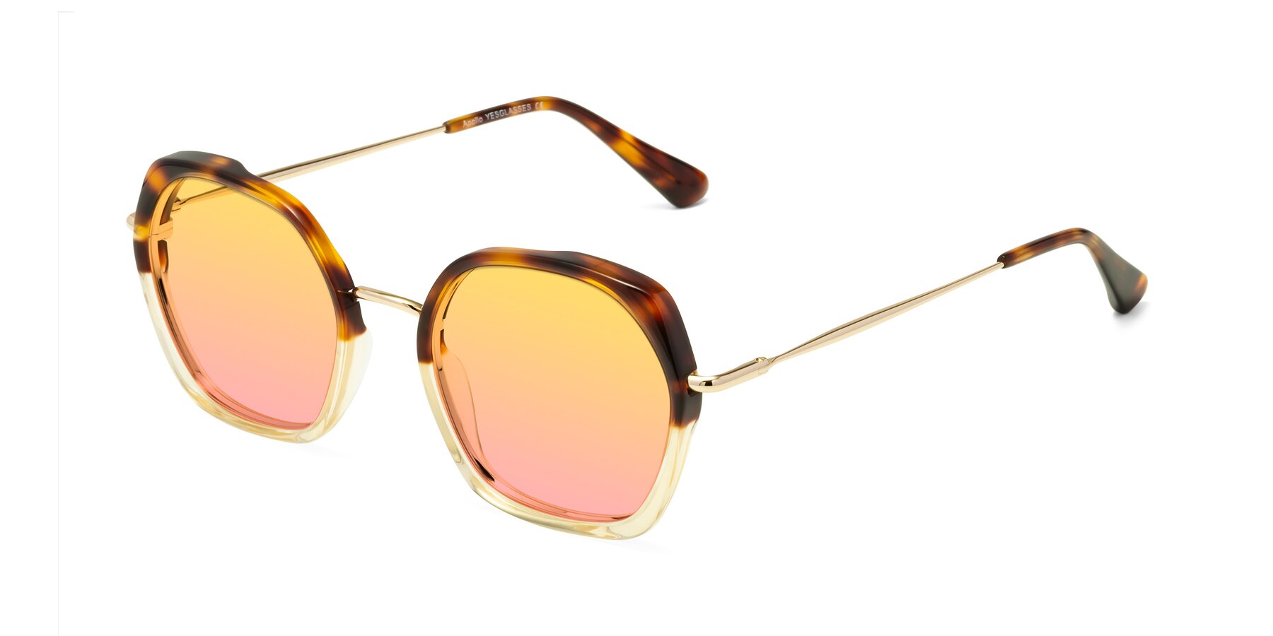 Angle of Apollo in Tortoise-Champagne with Yellow / Pink Gradient Lenses
