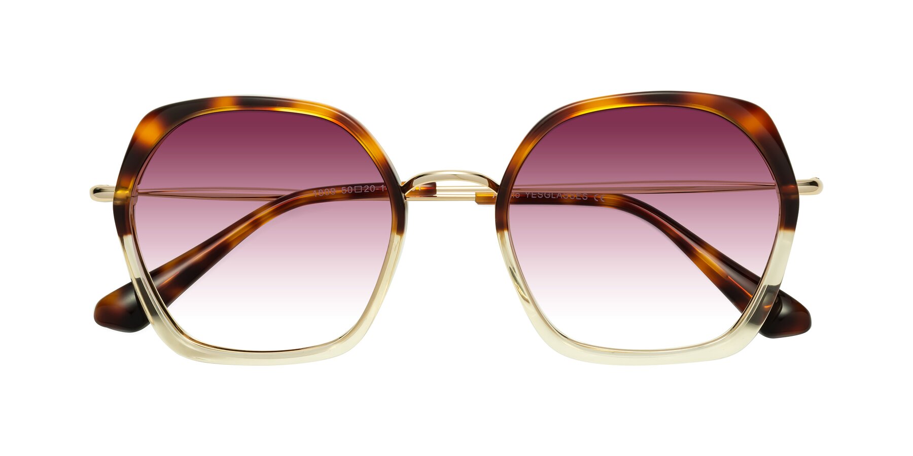 Folded Front of Apollo in Tortoise-Champagne with Wine Gradient Lenses