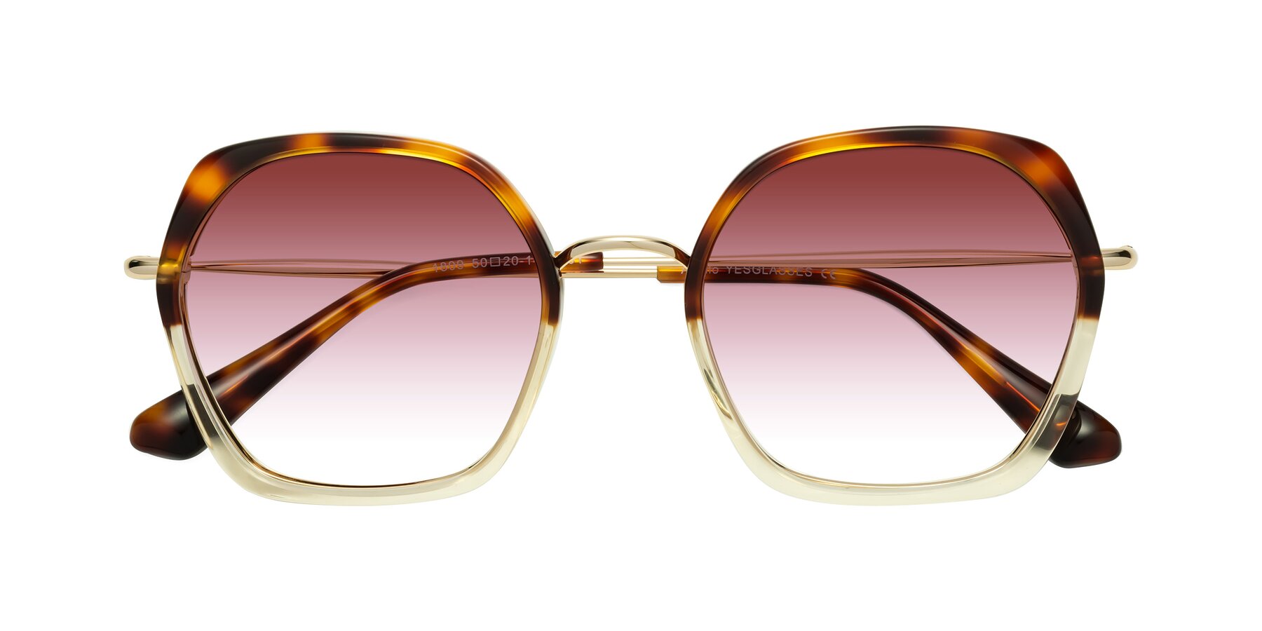 Folded Front of Apollo in Tortoise-Champagne with Garnet Gradient Lenses