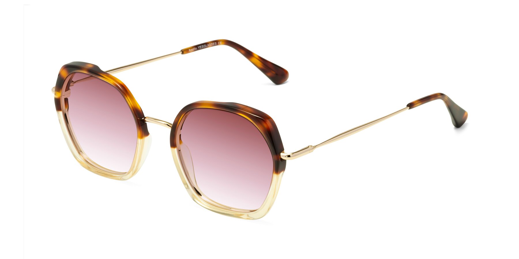 Angle of Apollo in Tortoise-Champagne with Garnet Gradient Lenses