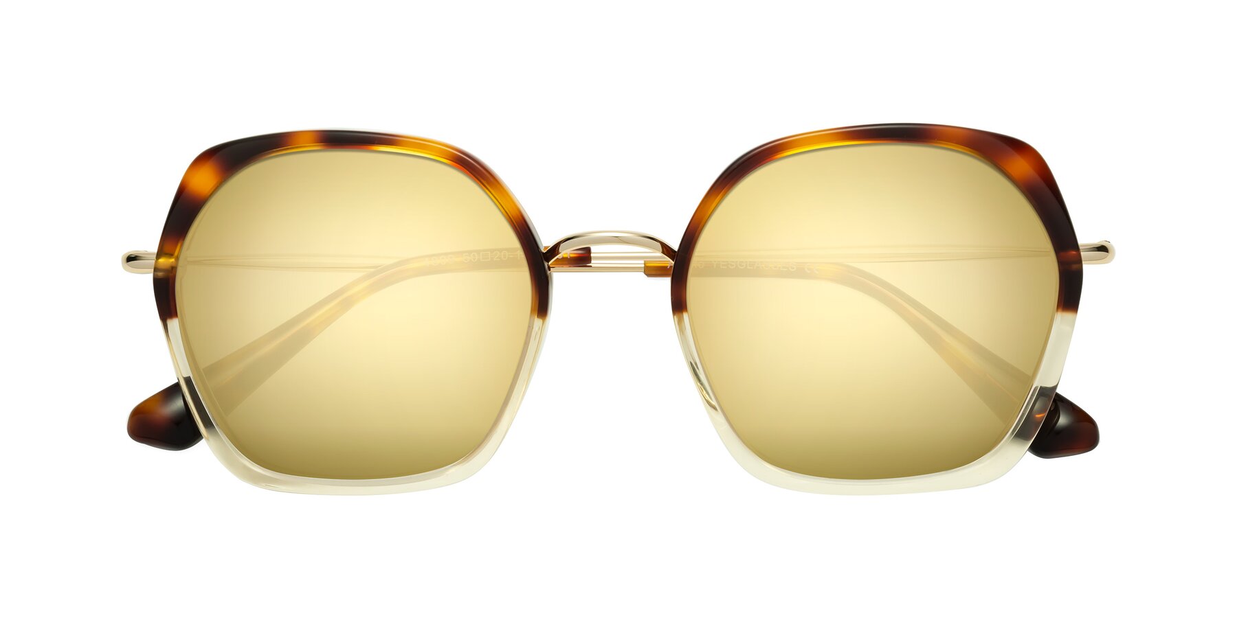 Folded Front of Apollo in Tortoise-Champagne with Gold Mirrored Lenses