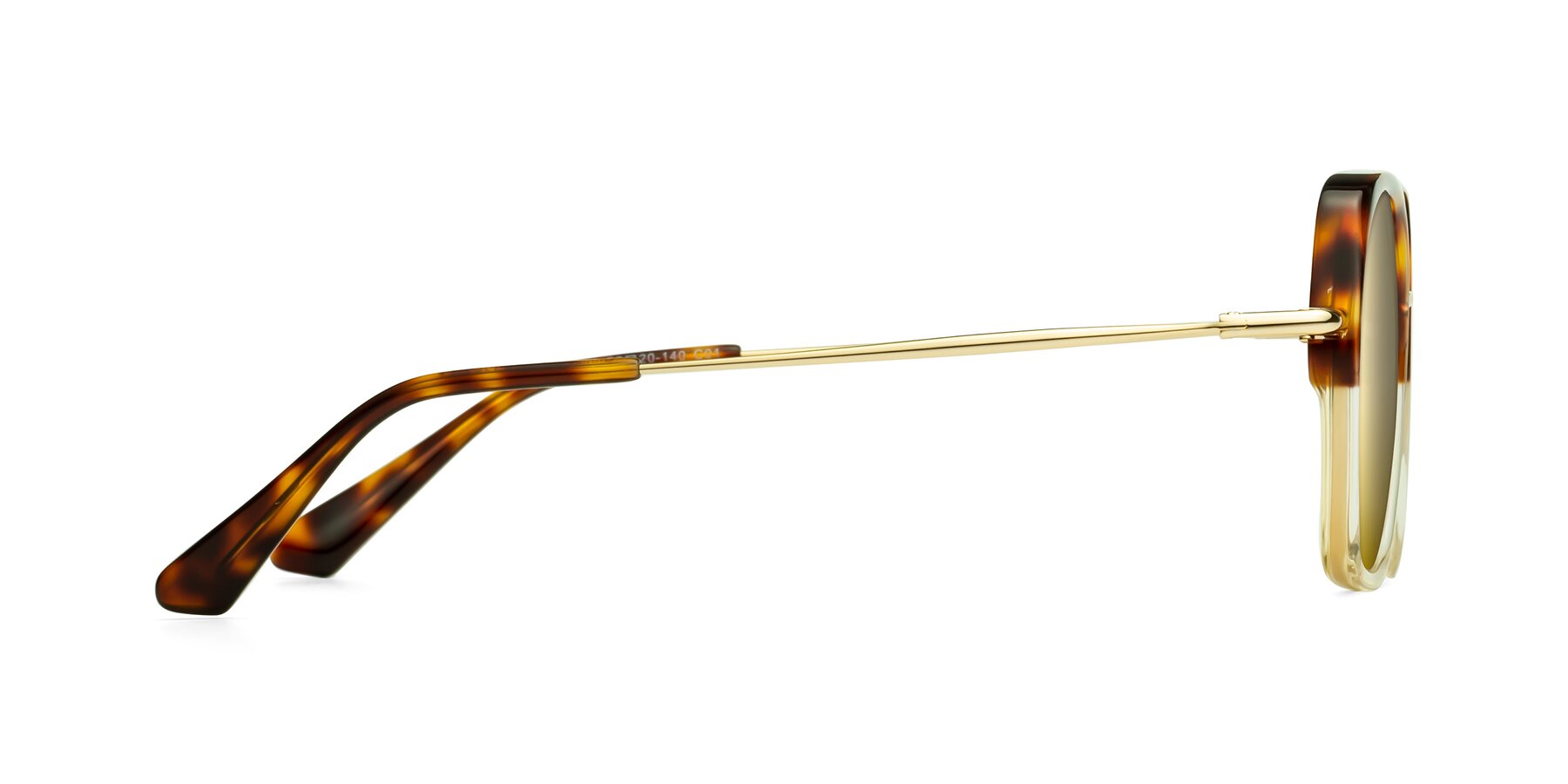 Side of Apollo in Tortoise-Champagne with Gold Mirrored Lenses