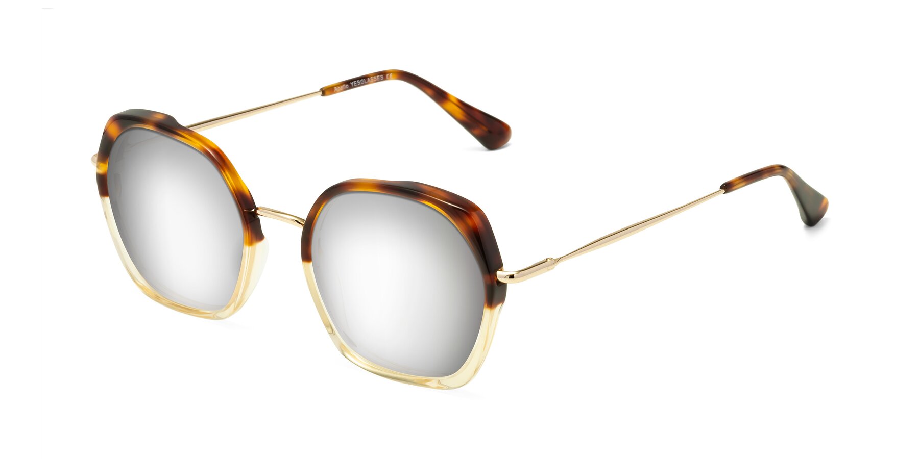 Angle of Apollo in Tortoise-Champagne with Silver Mirrored Lenses