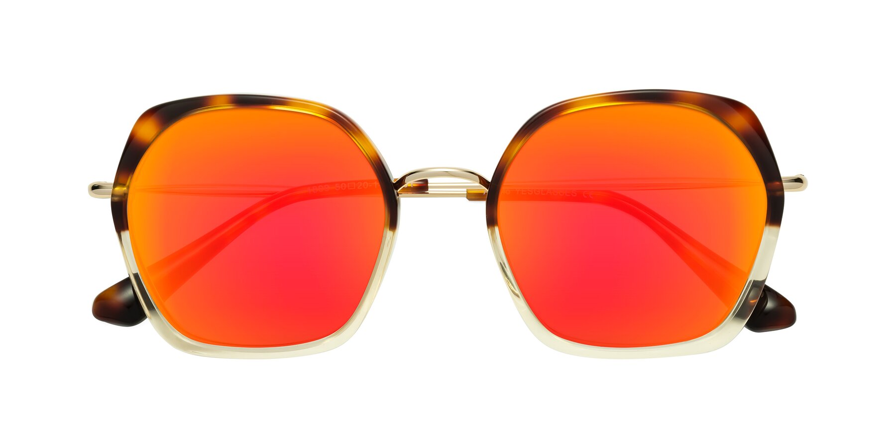 Folded Front of Apollo in Tortoise-Champagne with Red Gold Mirrored Lenses