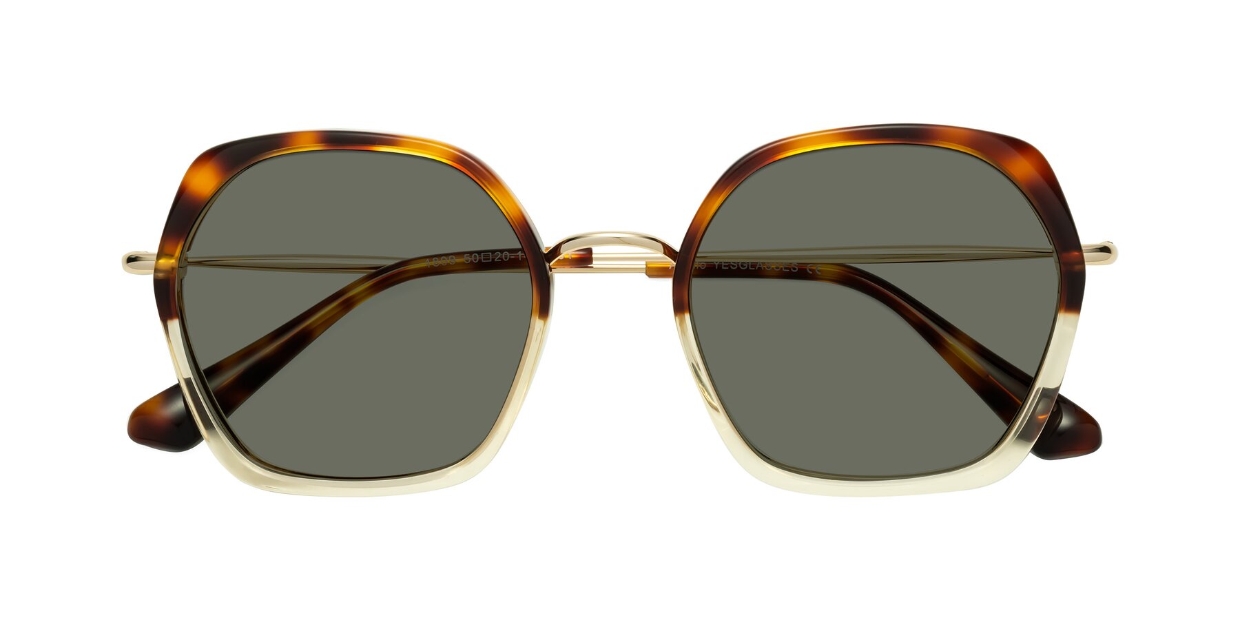 Folded Front of Apollo in Tortoise-Champagne with Gray Polarized Lenses