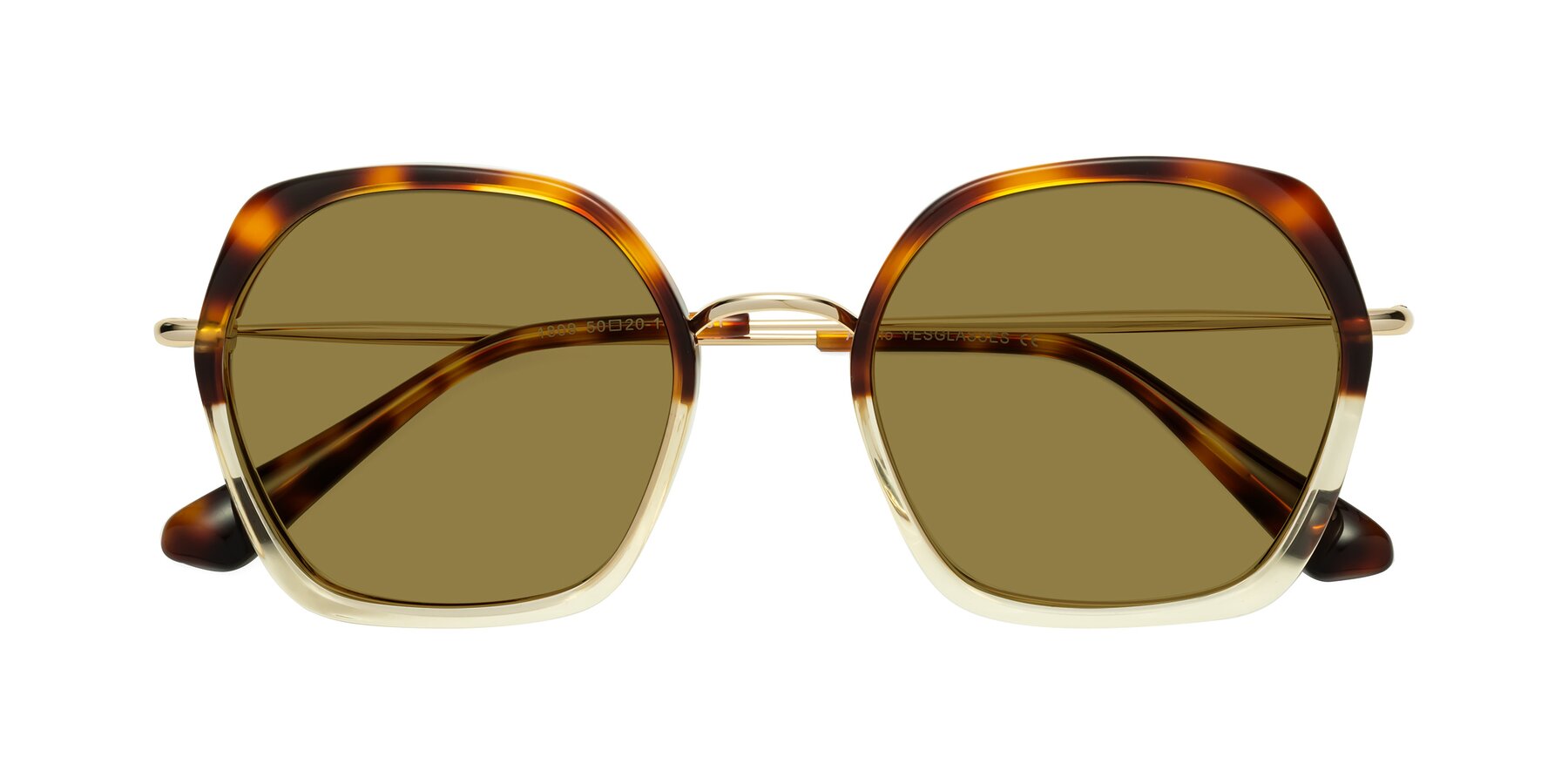 Folded Front of Apollo in Tortoise-Champagne with Brown Polarized Lenses