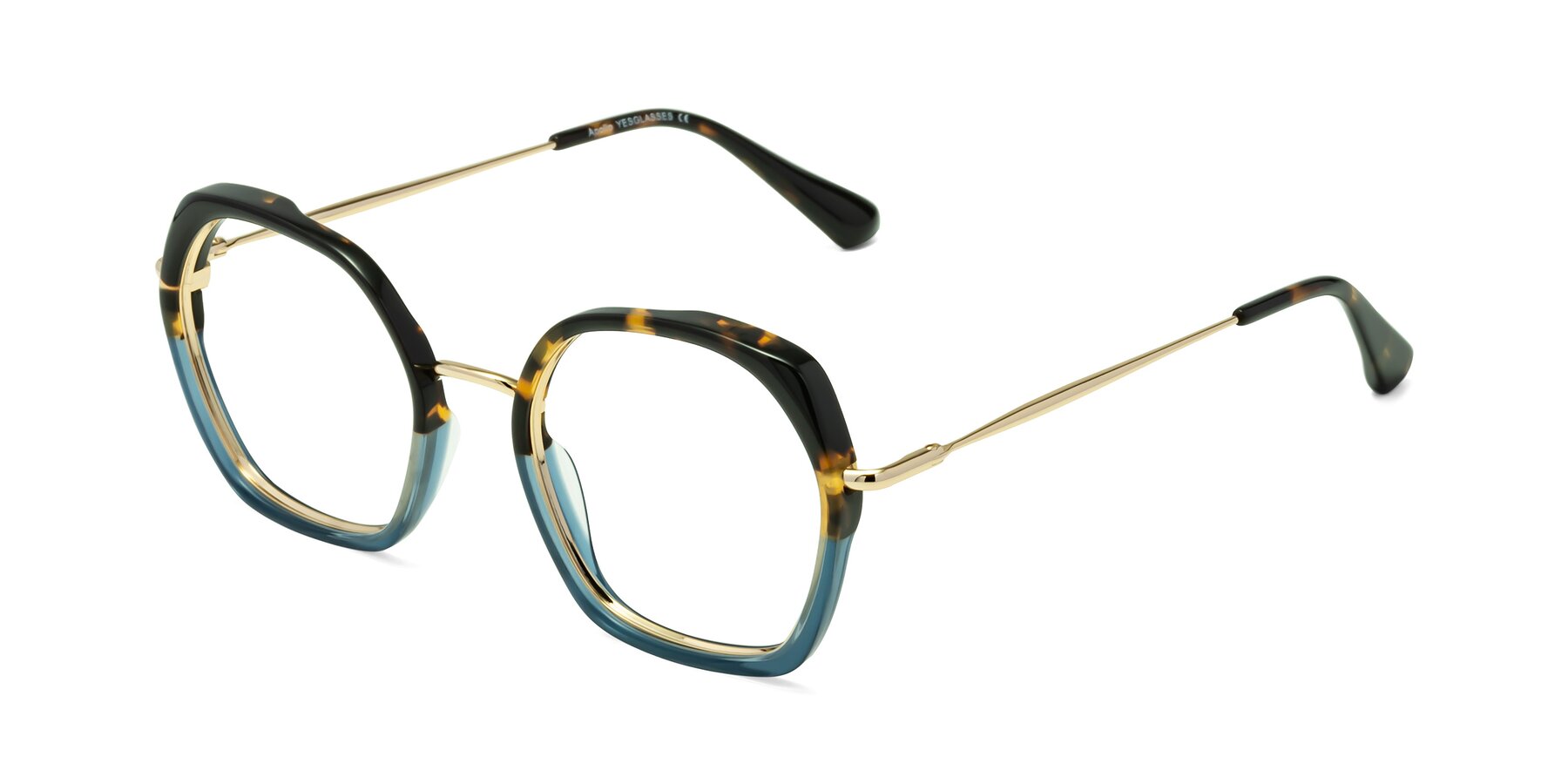 Angle of Apollo in Tortoise-Blue with Clear Eyeglass Lenses