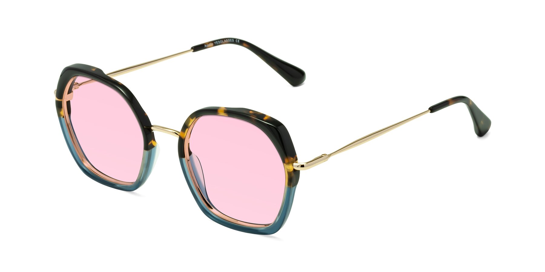 Angle of Apollo in Tortoise-Blue with Light Pink Tinted Lenses