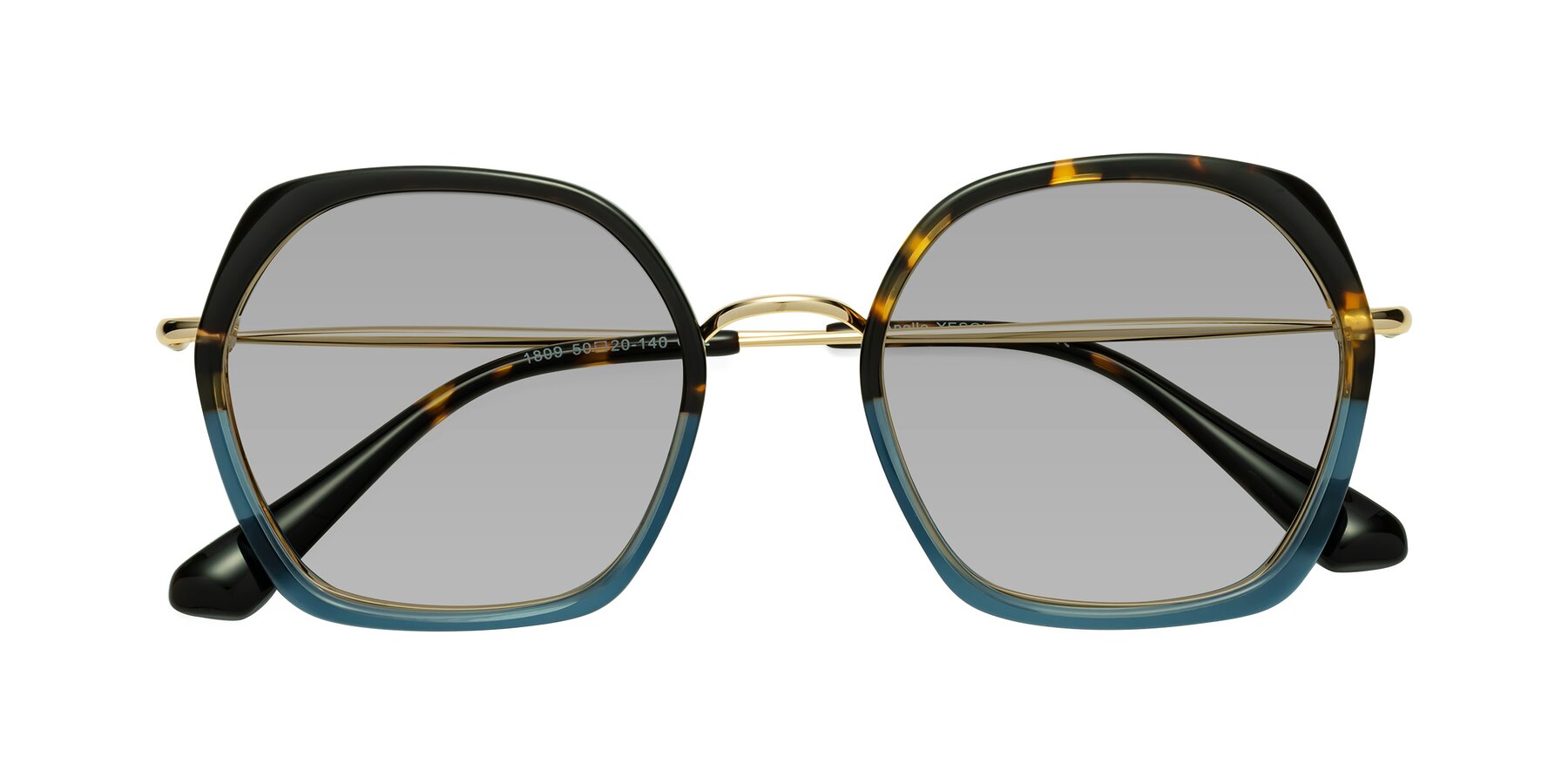 Folded Front of Apollo in Tortoise-Blue with Light Gray Tinted Lenses