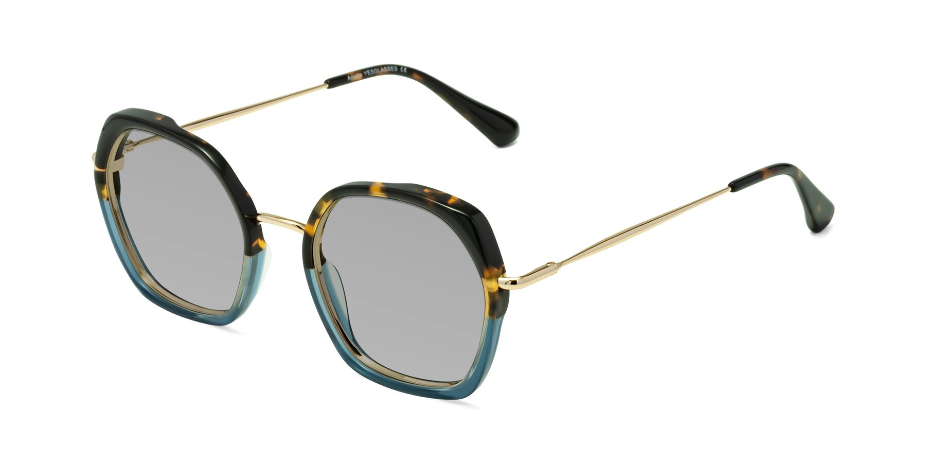 Angle of Apollo in Tortoise-Blue with Light Gray Tinted Lenses