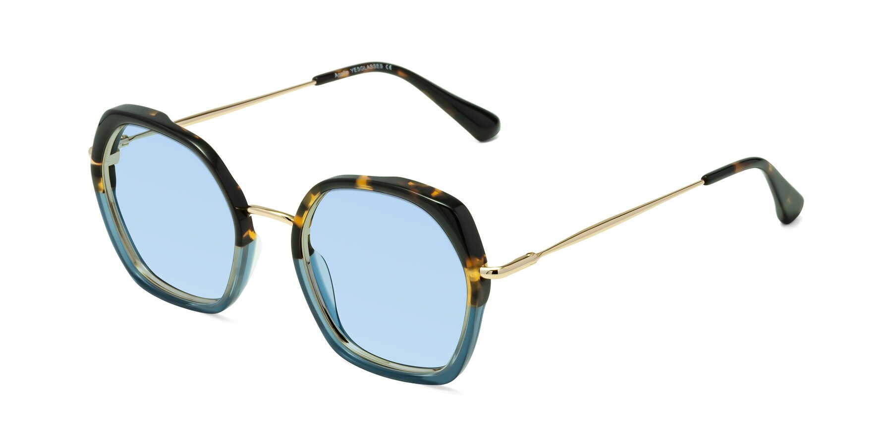 Angle of Apollo in Tortoise-Blue with Light Blue Tinted Lenses