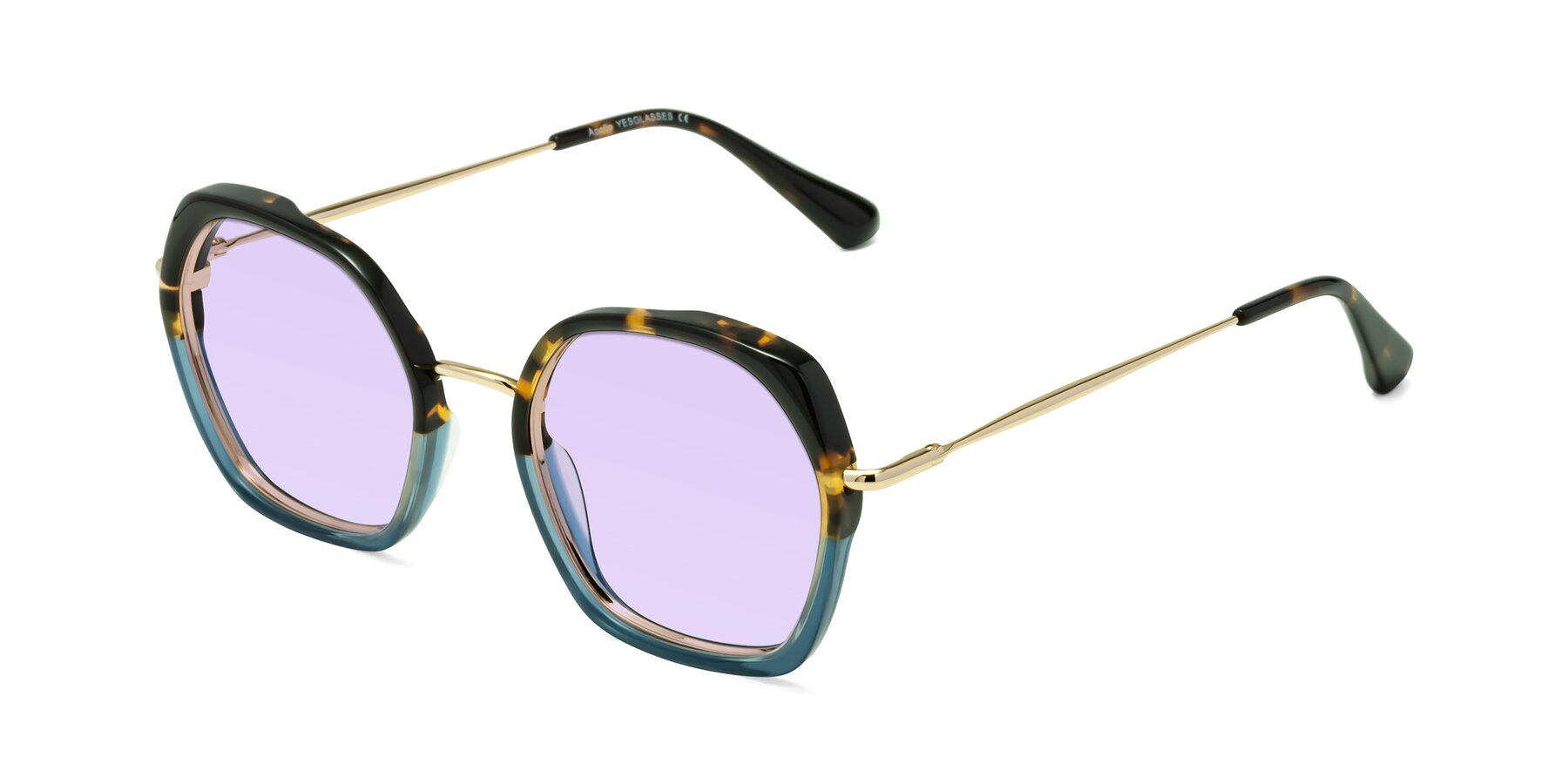 Angle of Apollo in Tortoise-Blue with Light Purple Tinted Lenses