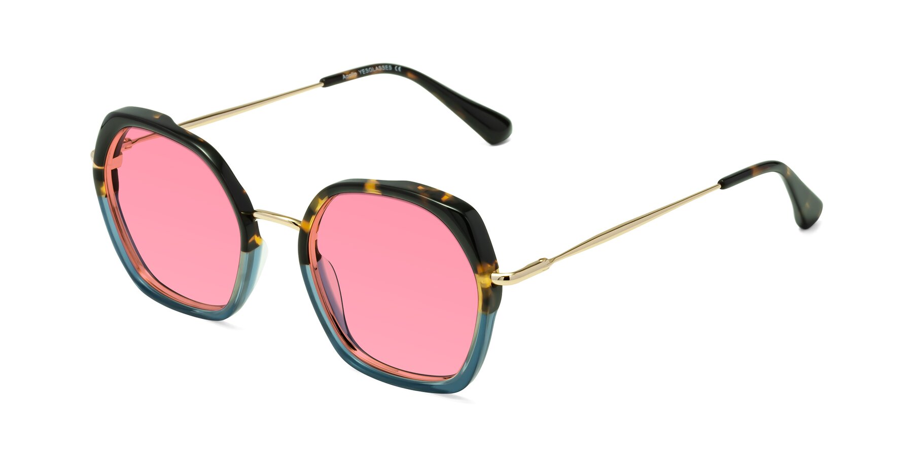 Angle of Apollo in Tortoise-Blue with Pink Tinted Lenses