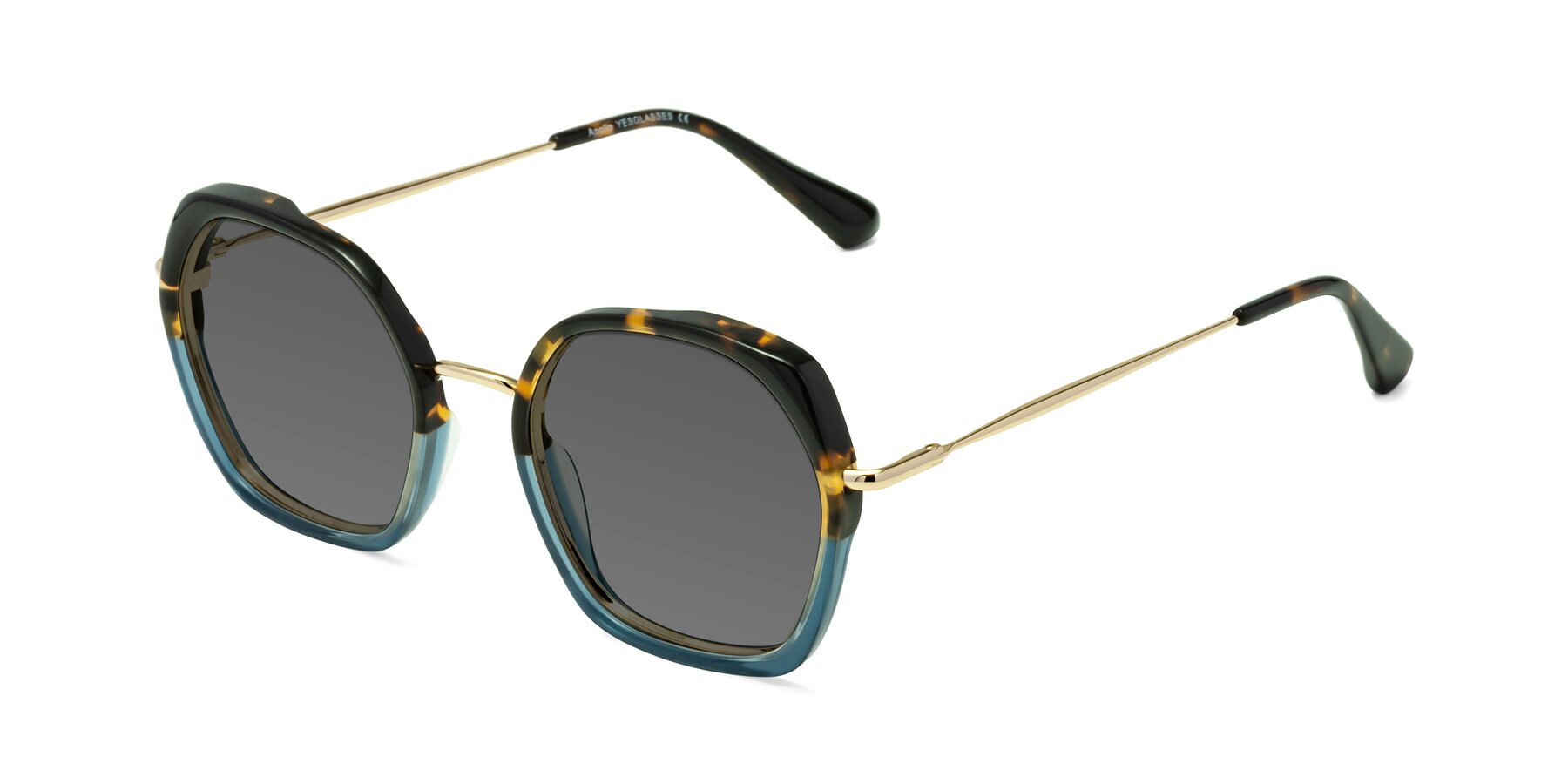 Angle of Apollo in Tortoise-Blue with Medium Gray Tinted Lenses