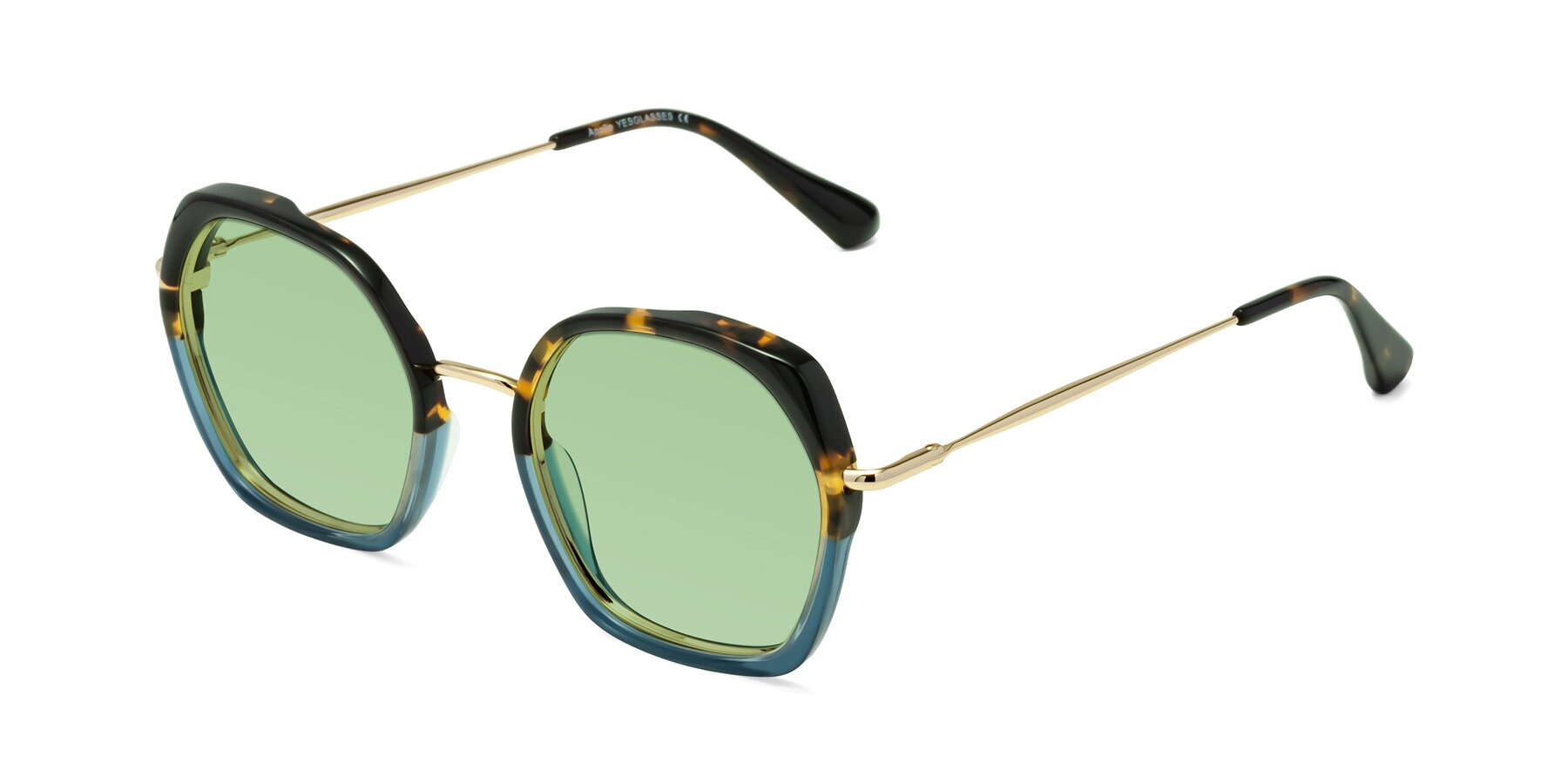 Angle of Apollo in Tortoise-Blue with Medium Green Tinted Lenses