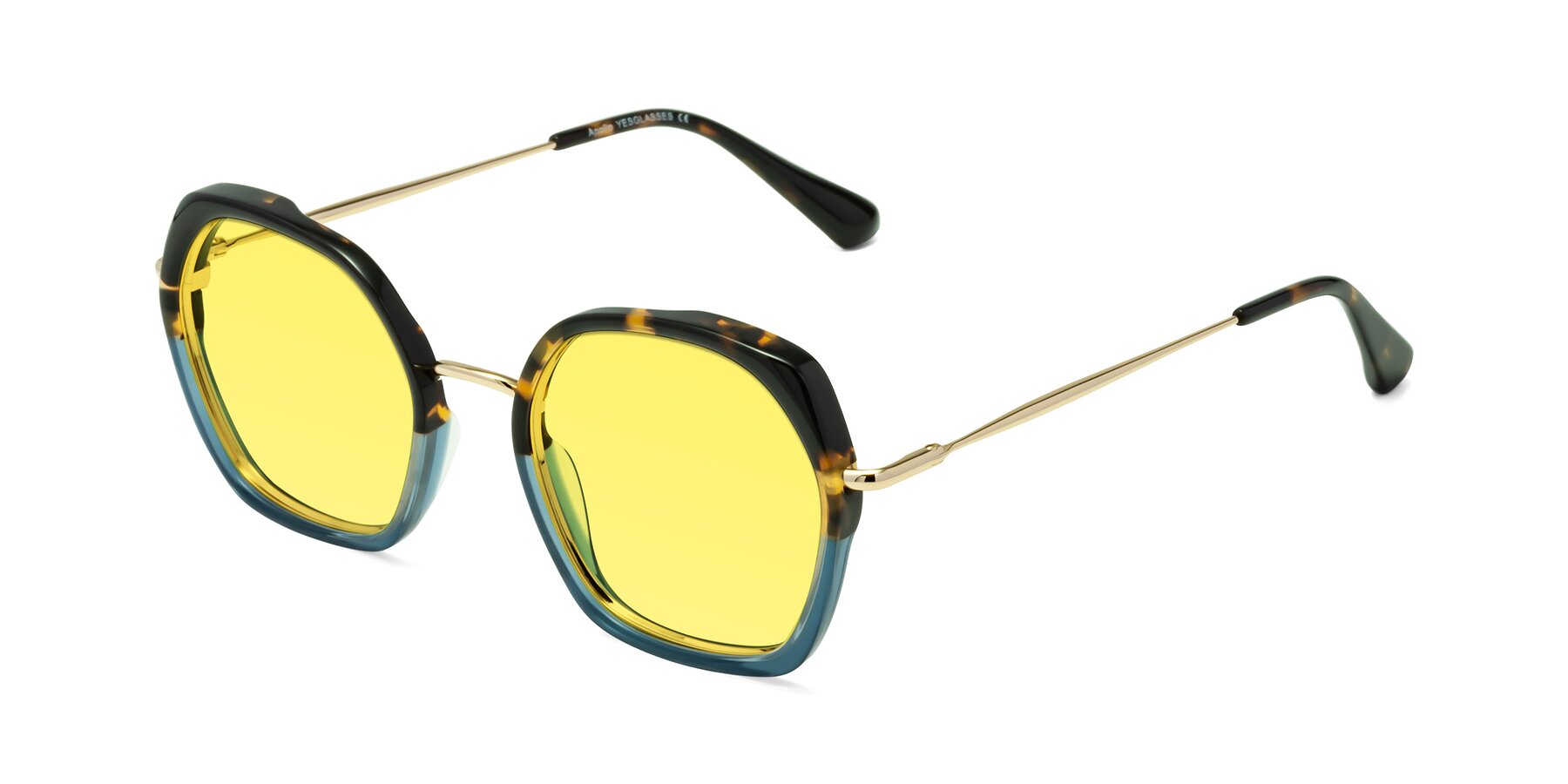 Angle of Apollo in Tortoise-Blue with Medium Yellow Tinted Lenses