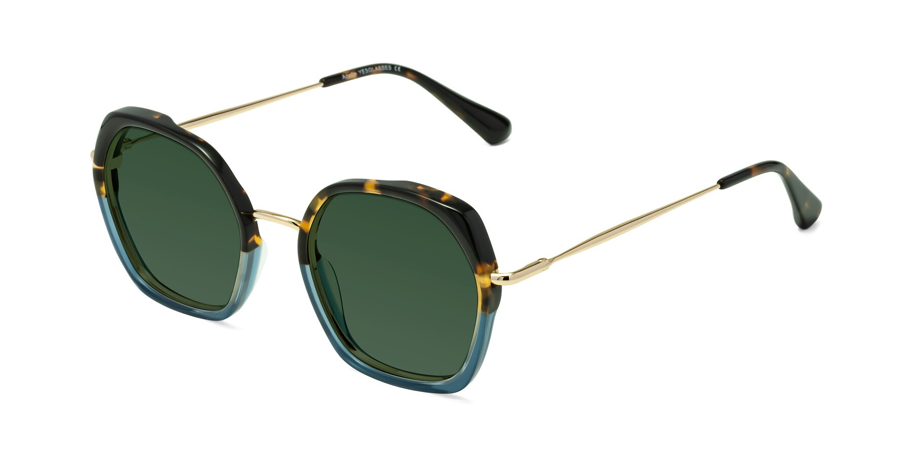 Angle of Apollo in Tortoise-Blue with Green Tinted Lenses