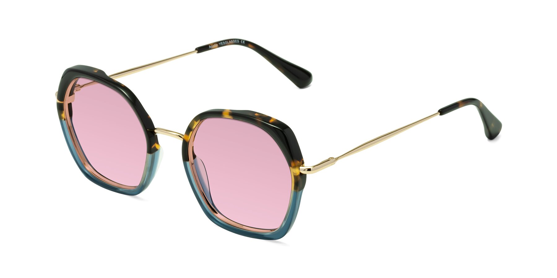 Angle of Apollo in Tortoise-Blue with Light Wine Tinted Lenses