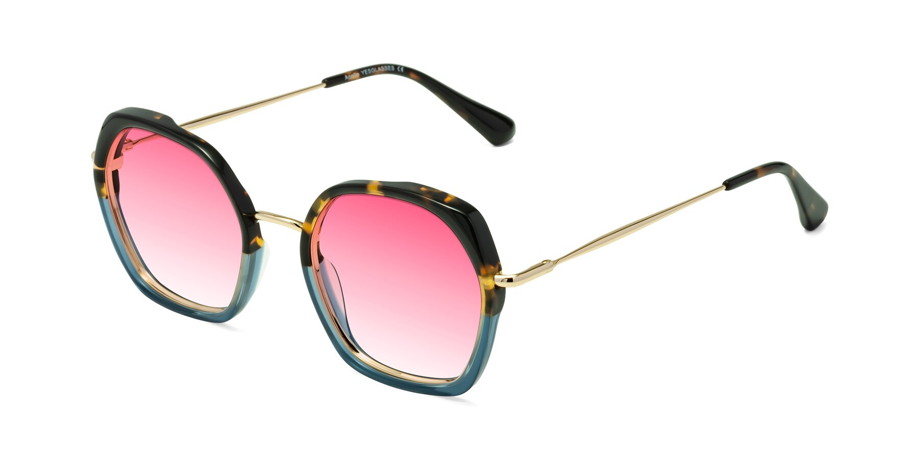 Angle of Apollo in Tortoise-Blue with Pink Gradient Lenses