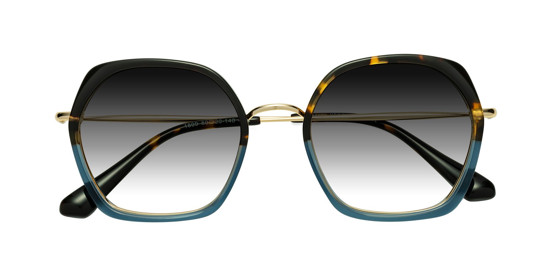 Folded Front of Apollo in Tortoise-Blue with Gray Gradient Lenses