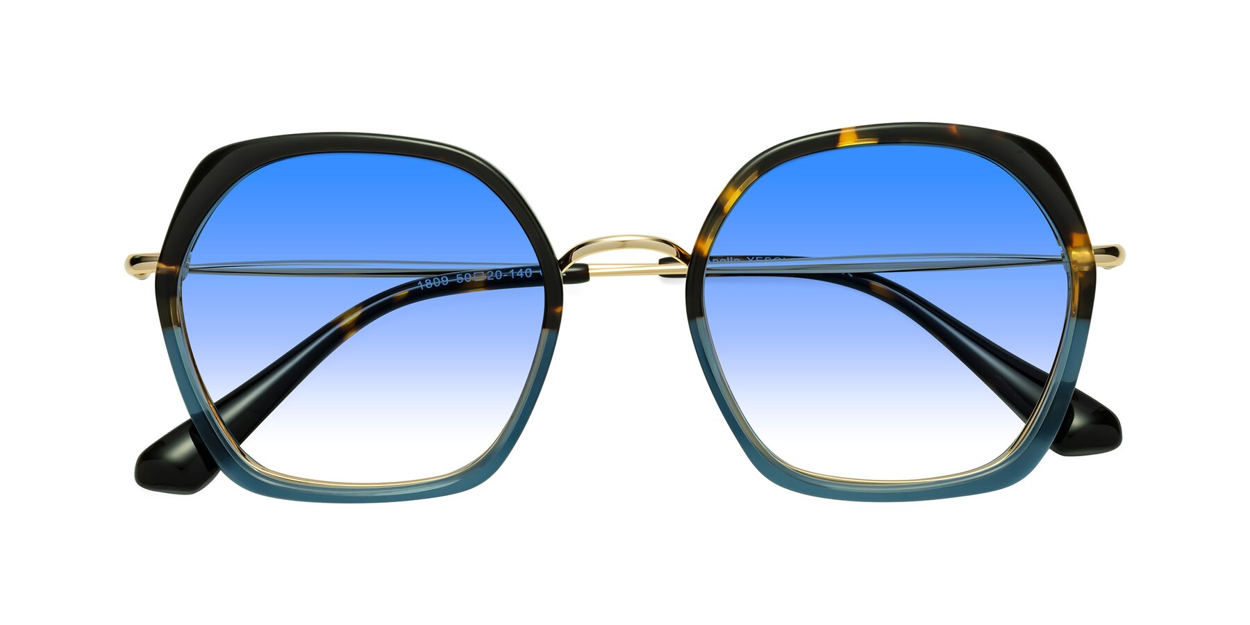 Folded Front of Apollo in Tortoise-Blue with Blue Gradient Lenses