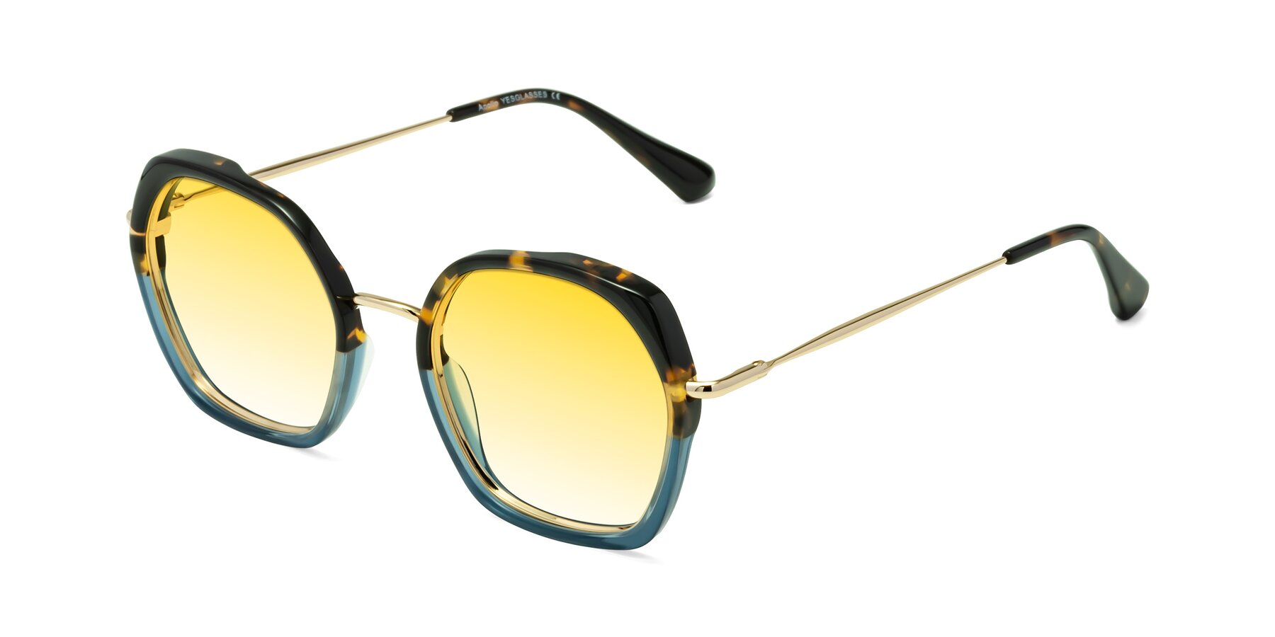 Angle of Apollo in Tortoise-Blue with Yellow Gradient Lenses