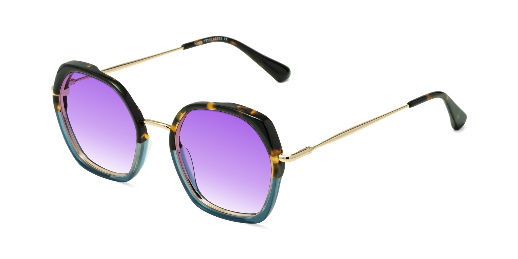 Angle of Apollo in Tortoise-Blue with Purple Gradient Lenses