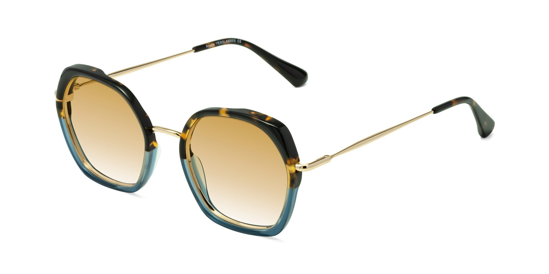 Angle of Apollo in Tortoise-Blue with Champagne Gradient Lenses