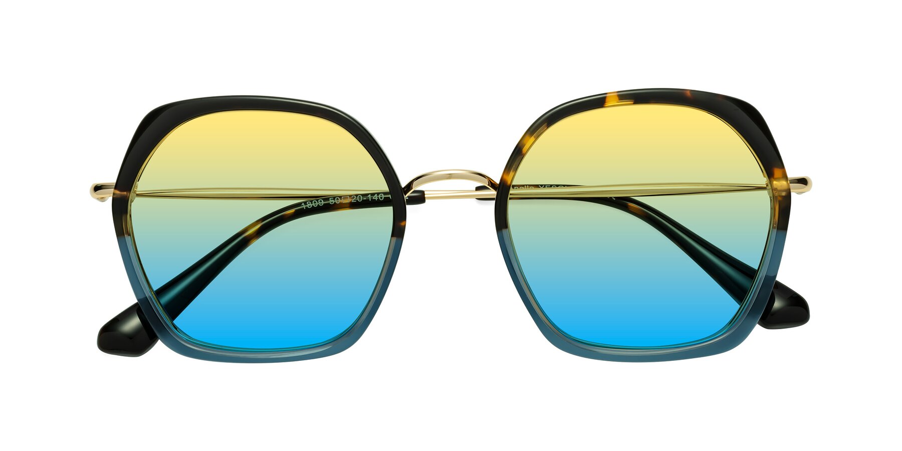Folded Front of Apollo in Tortoise-Blue with Yellow / Blue Gradient Lenses