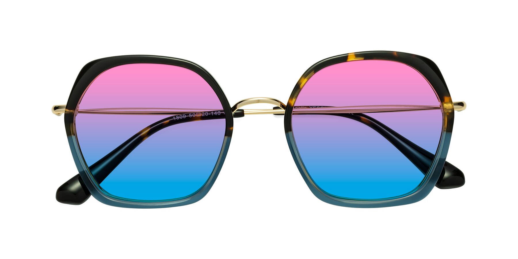 Folded Front of Apollo in Tortoise-Blue with Pink / Blue Gradient Lenses