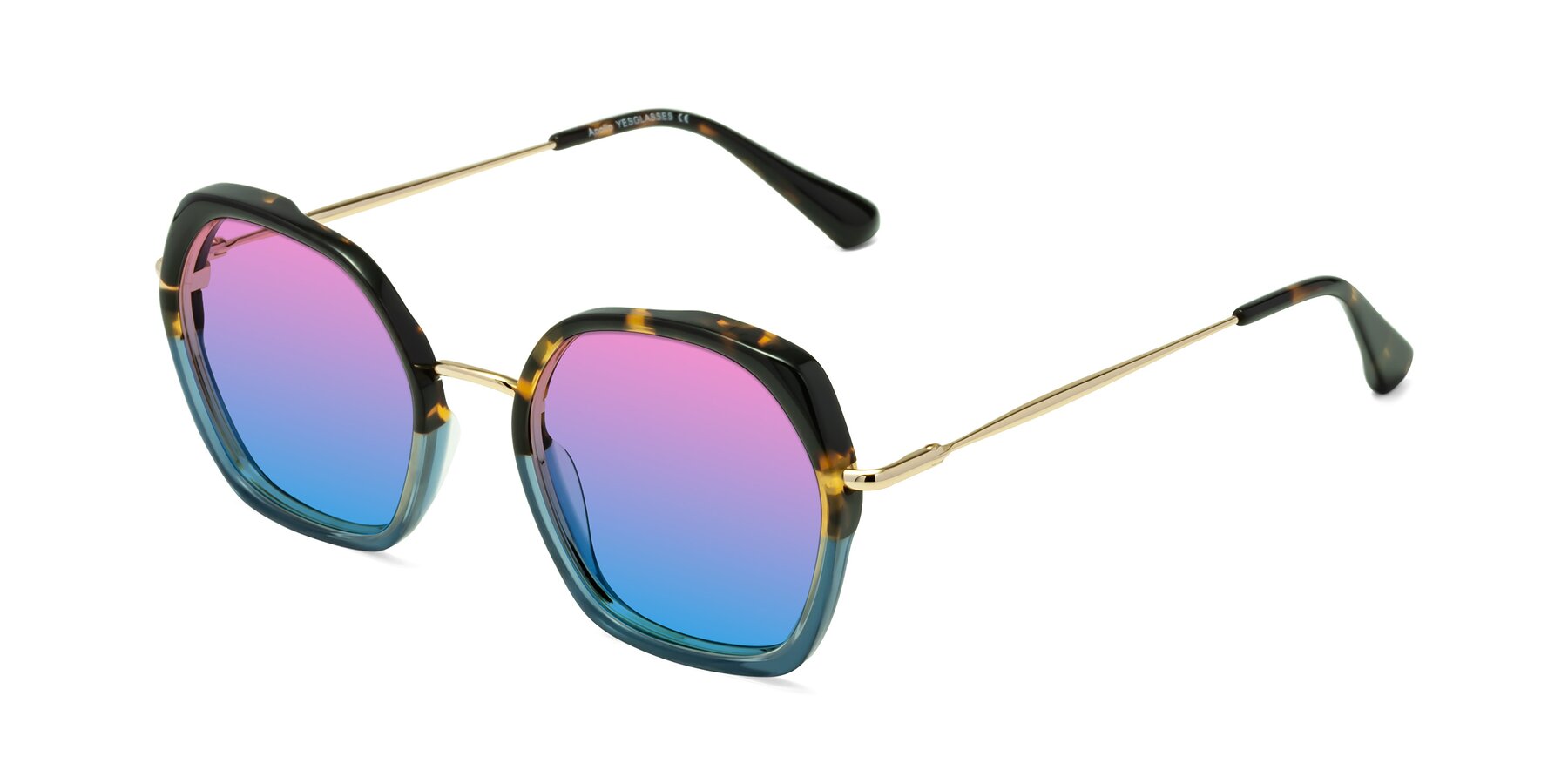 Angle of Apollo in Tortoise-Blue with Pink / Blue Gradient Lenses
