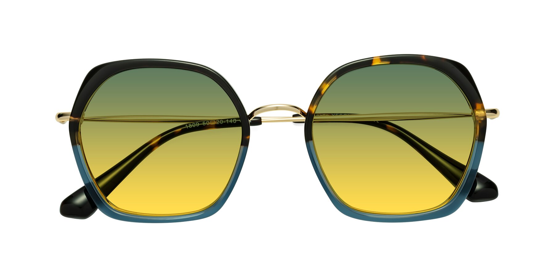 Folded Front of Apollo in Tortoise-Blue with Green / Yellow Gradient Lenses