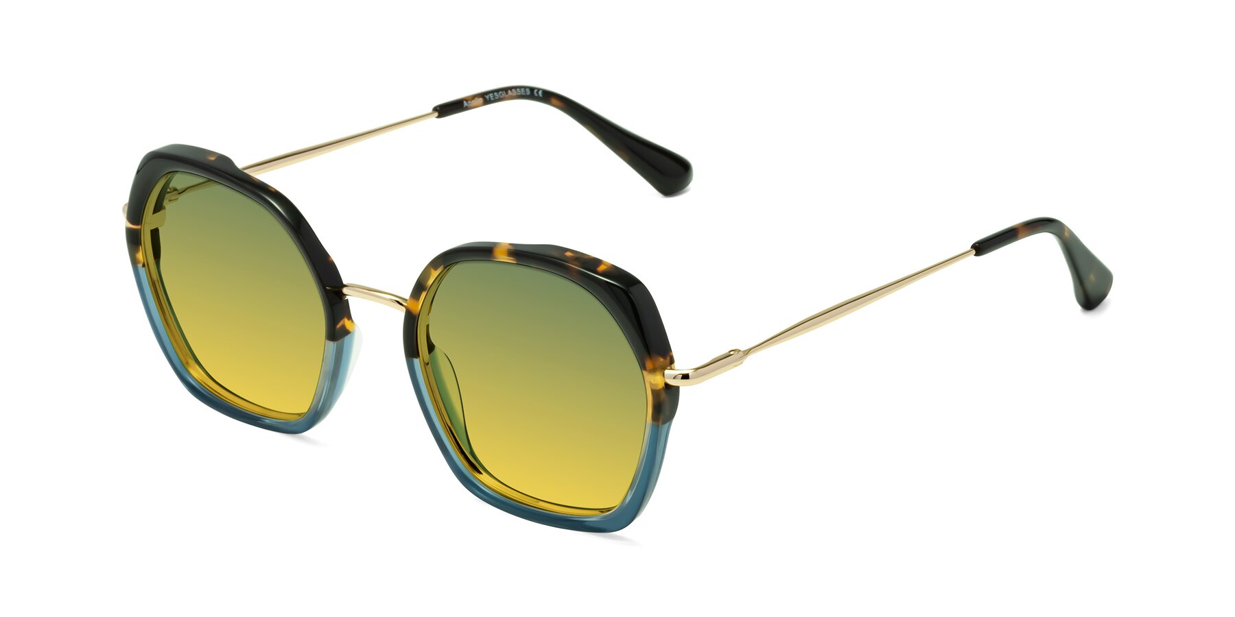 Angle of Apollo in Tortoise-Blue with Green / Yellow Gradient Lenses