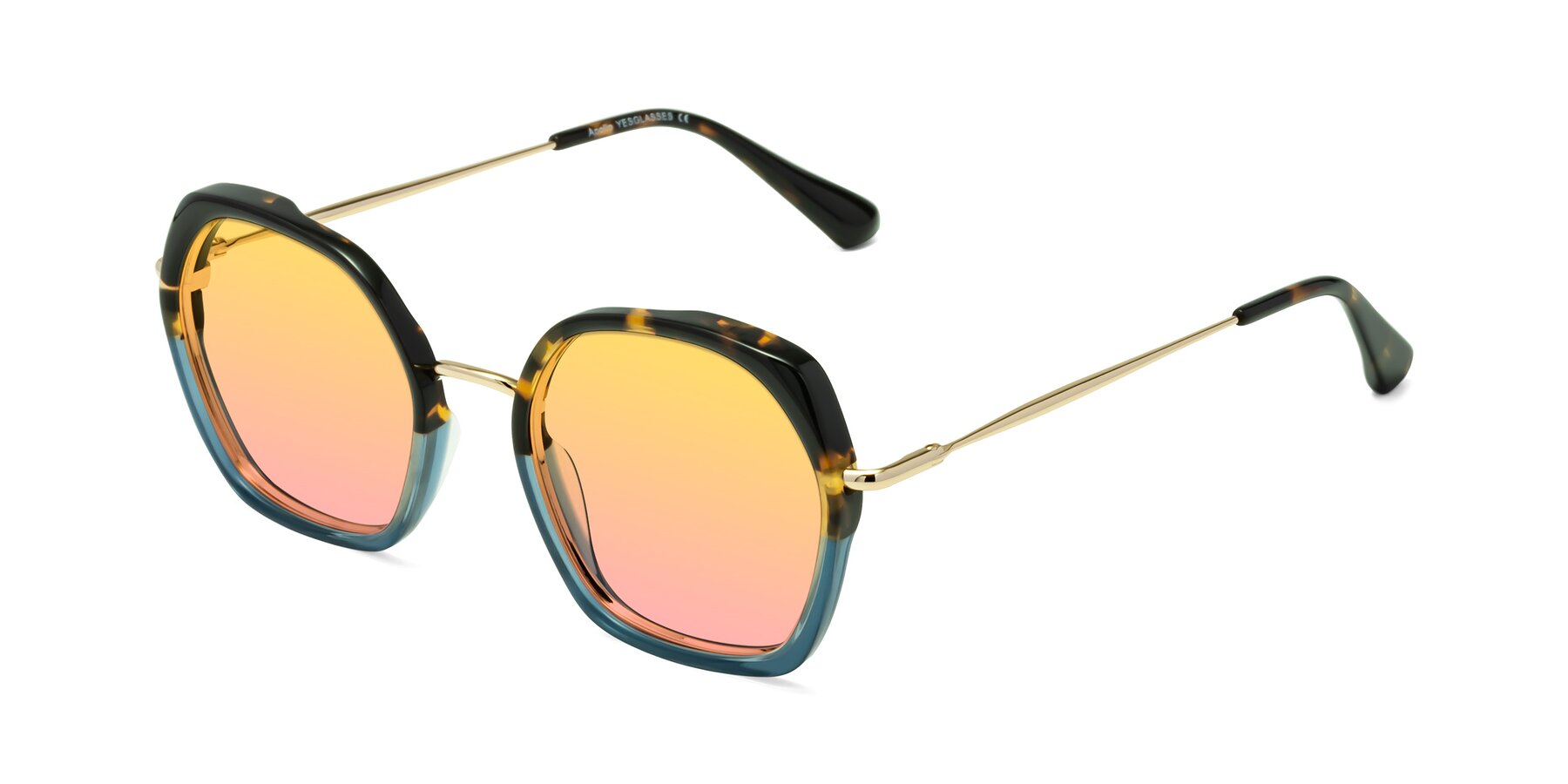 Angle of Apollo in Tortoise-Blue with Yellow / Pink Gradient Lenses