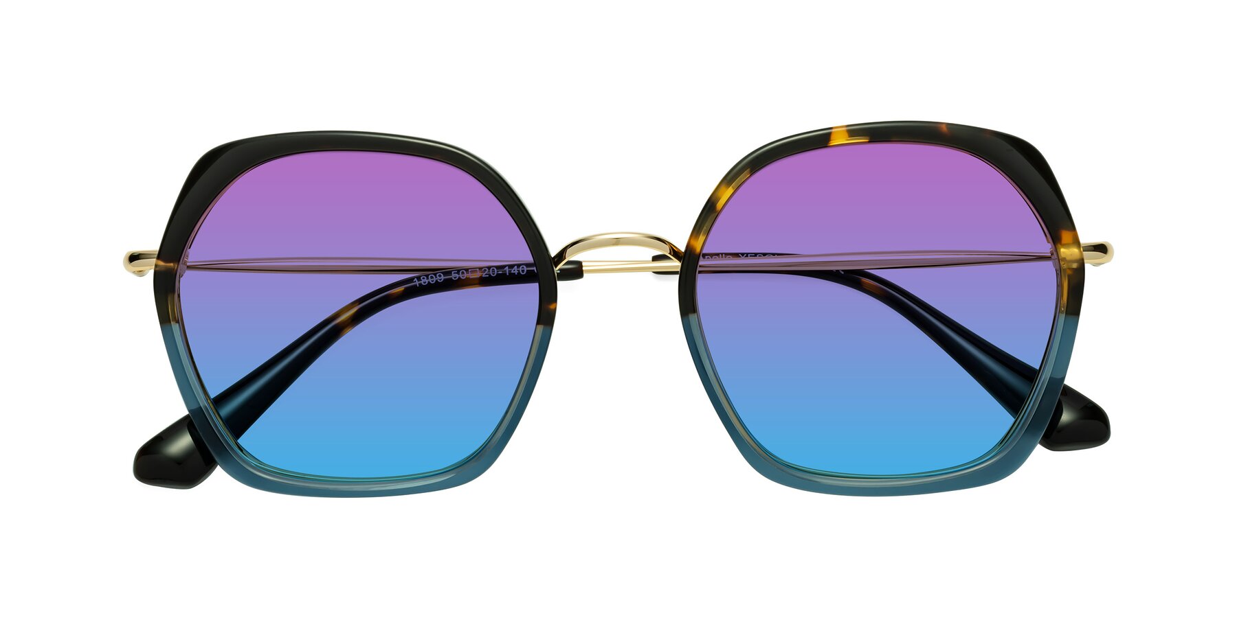 Folded Front of Apollo in Tortoise-Blue with Purple / Blue Gradient Lenses