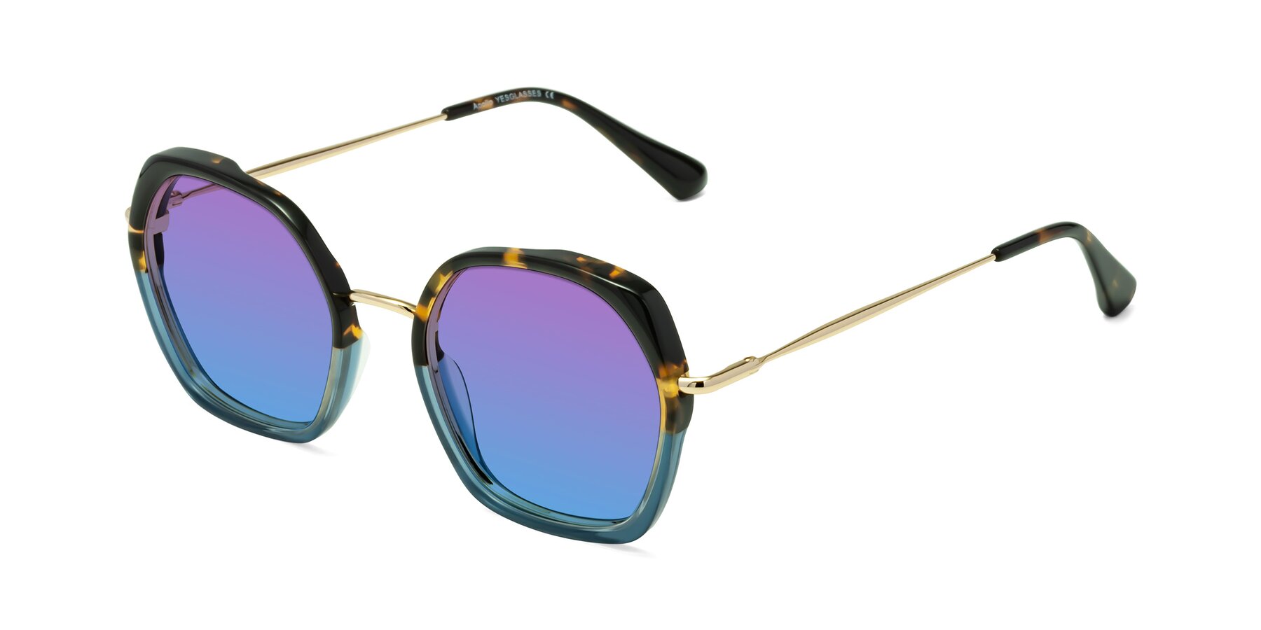Angle of Apollo in Tortoise-Blue with Purple / Blue Gradient Lenses