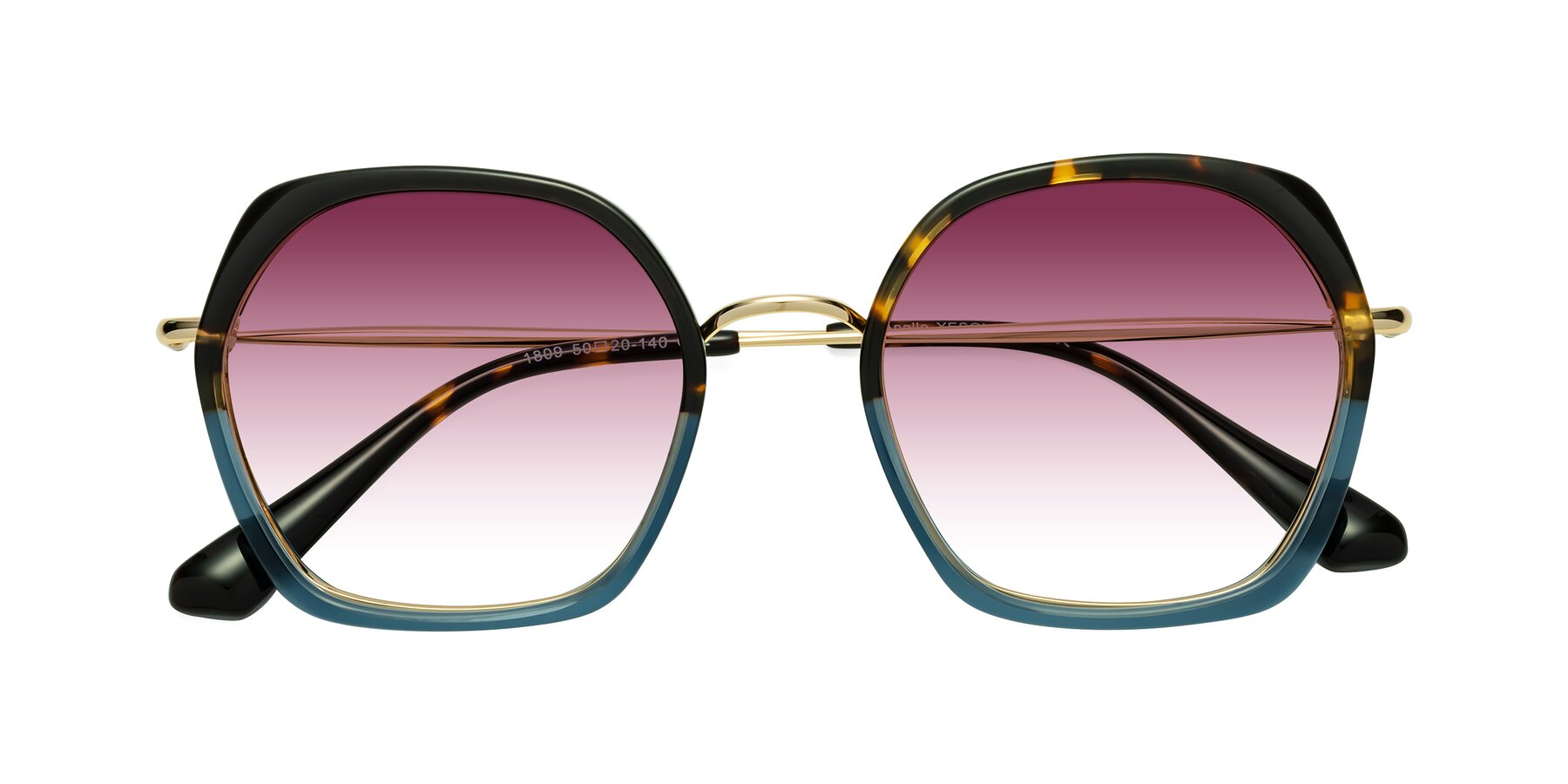 Folded Front of Apollo in Tortoise-Blue with Wine Gradient Lenses