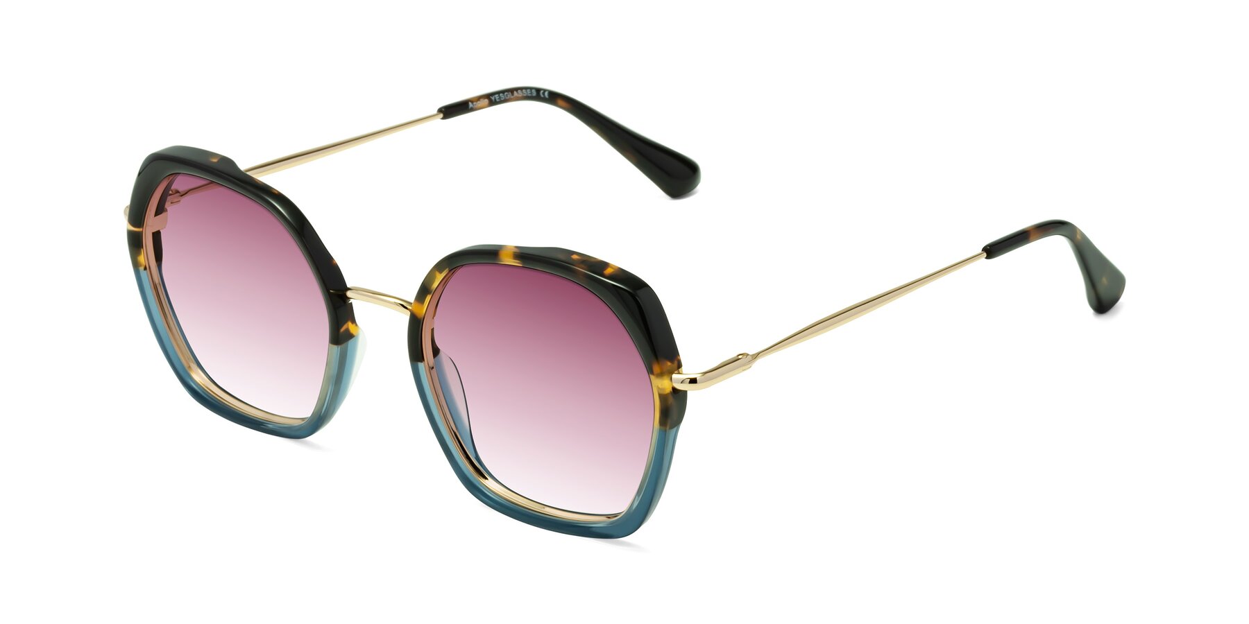 Angle of Apollo in Tortoise-Blue with Wine Gradient Lenses