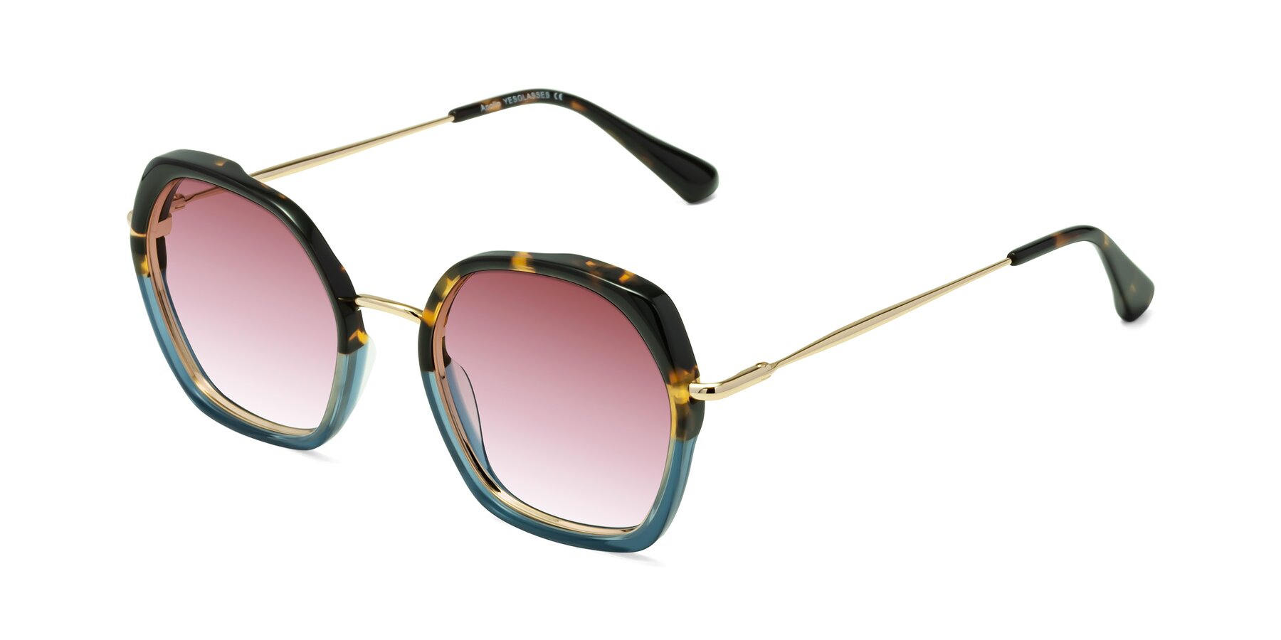 Angle of Apollo in Tortoise-Blue with Garnet Gradient Lenses