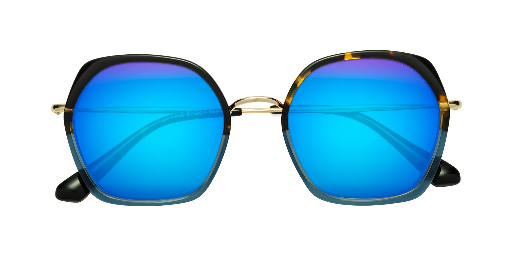 Folded Front of Apollo in Tortoise-Blue with Blue Mirrored Lenses