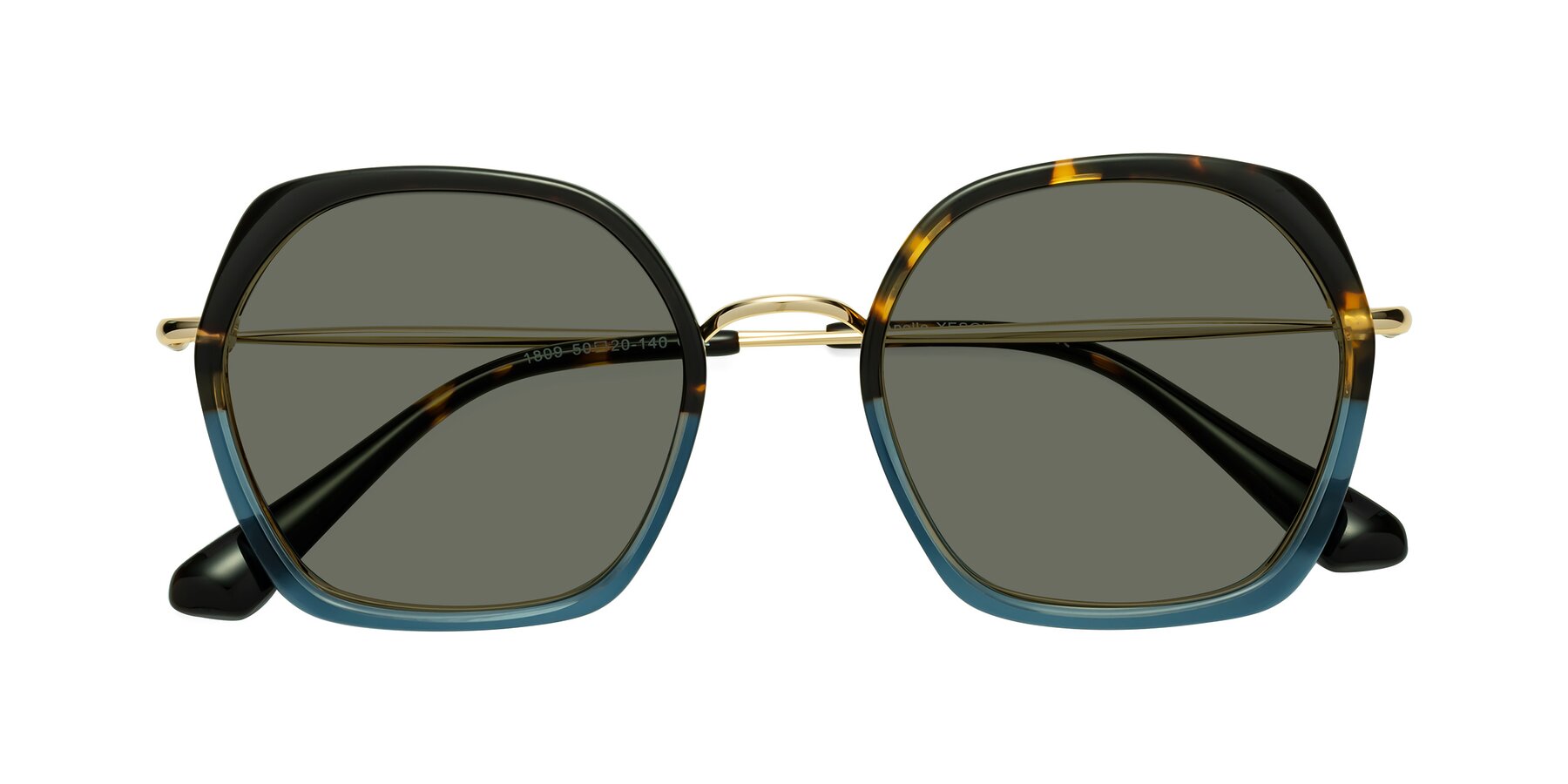 Folded Front of Apollo in Tortoise-Blue with Gray Polarized Lenses