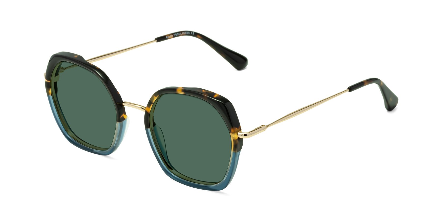 Angle of Apollo in Tortoise-Blue with Green Polarized Lenses