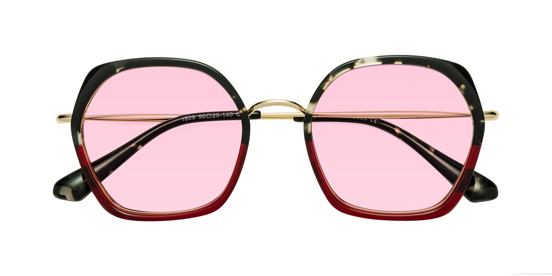 Folded Front of Apollo in Tortoise-Wine with Light Pink Tinted Lenses