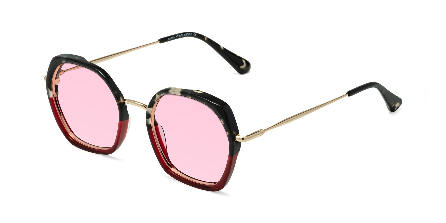 Angle of Apollo in Tortoise-Wine with Light Pink Tinted Lenses
