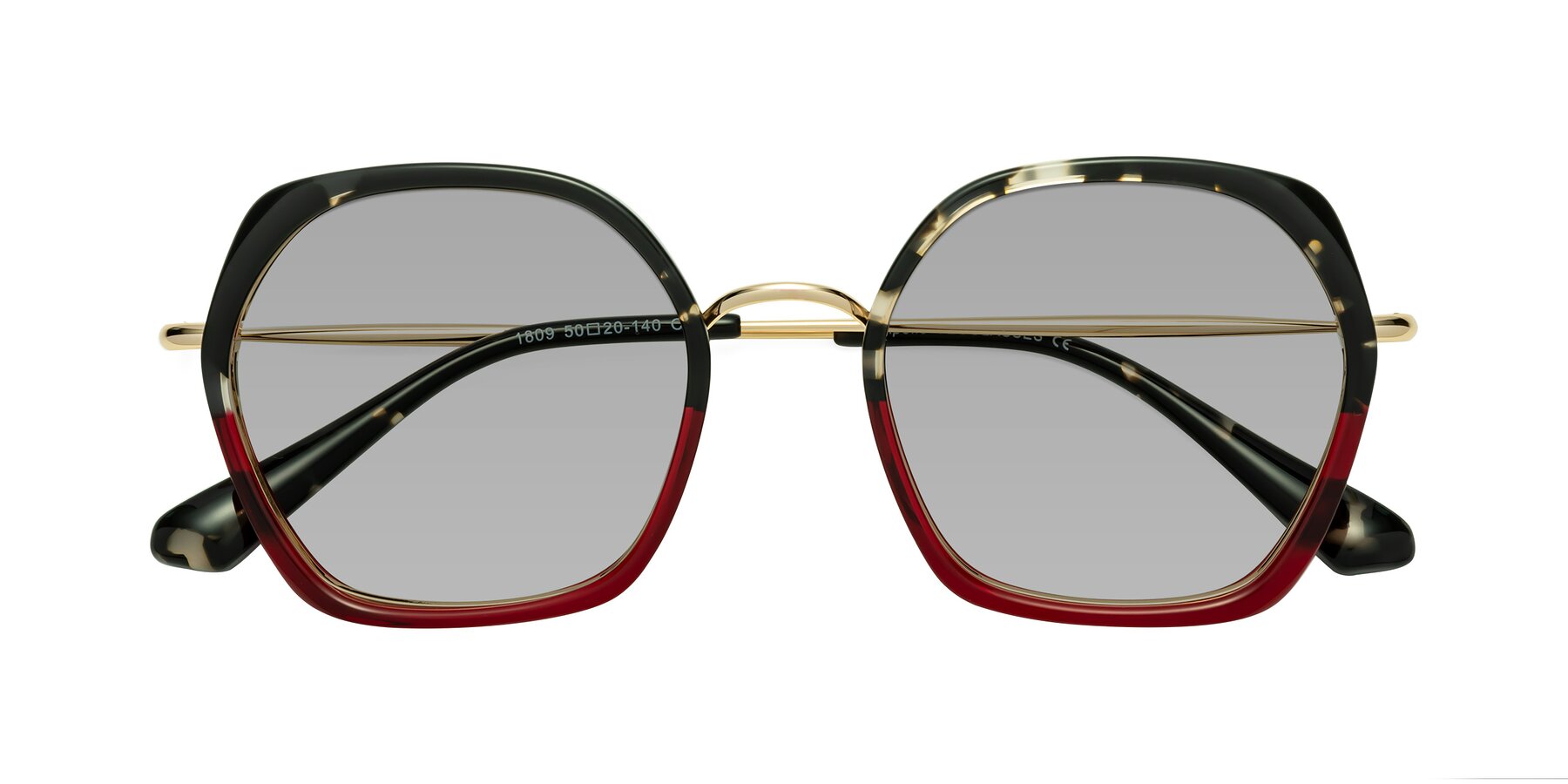 Folded Front of Apollo in Tortoise-Wine with Light Gray Tinted Lenses