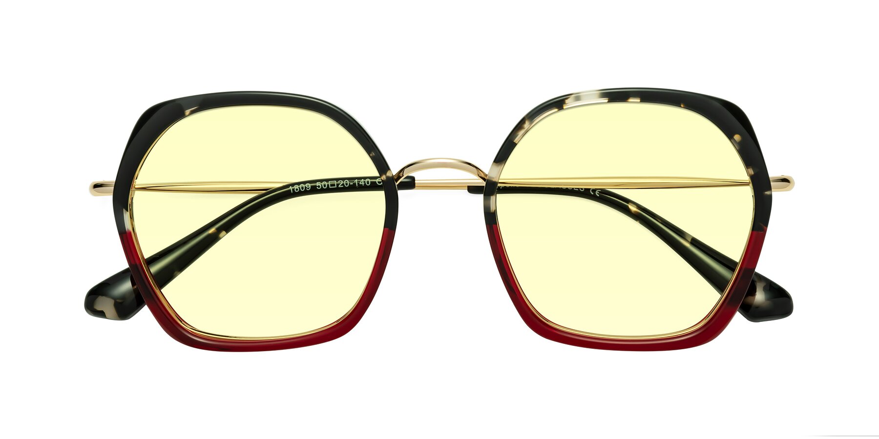 Folded Front of Apollo in Tortoise-Wine with Light Yellow Tinted Lenses