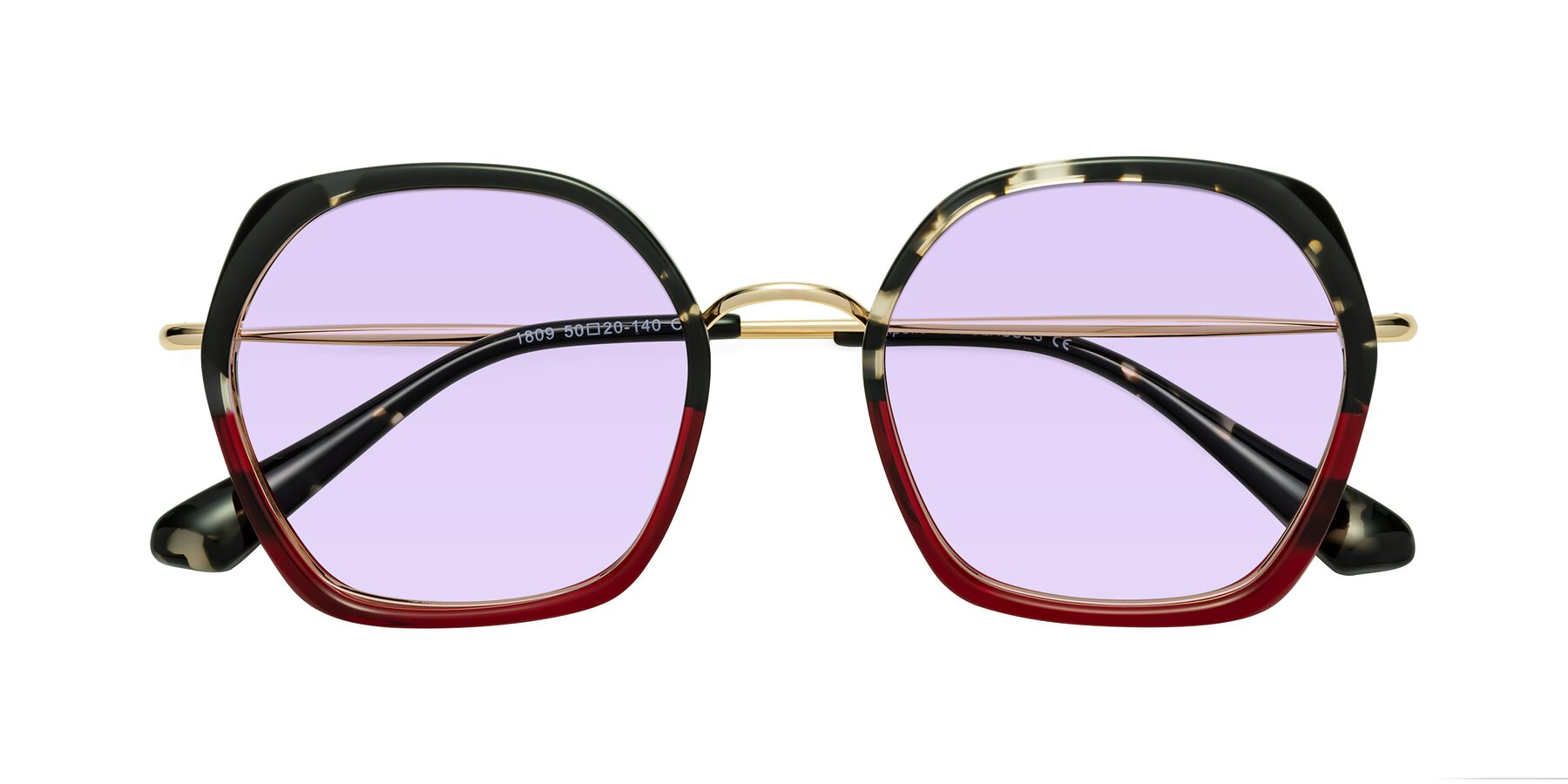 Folded Front of Apollo in Tortoise-Wine with Light Purple Tinted Lenses