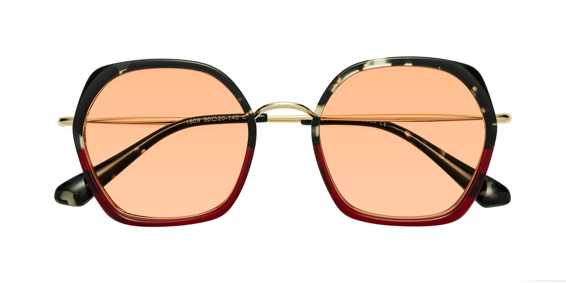 Folded Front of Apollo in Tortoise-Wine with Light Orange Tinted Lenses
