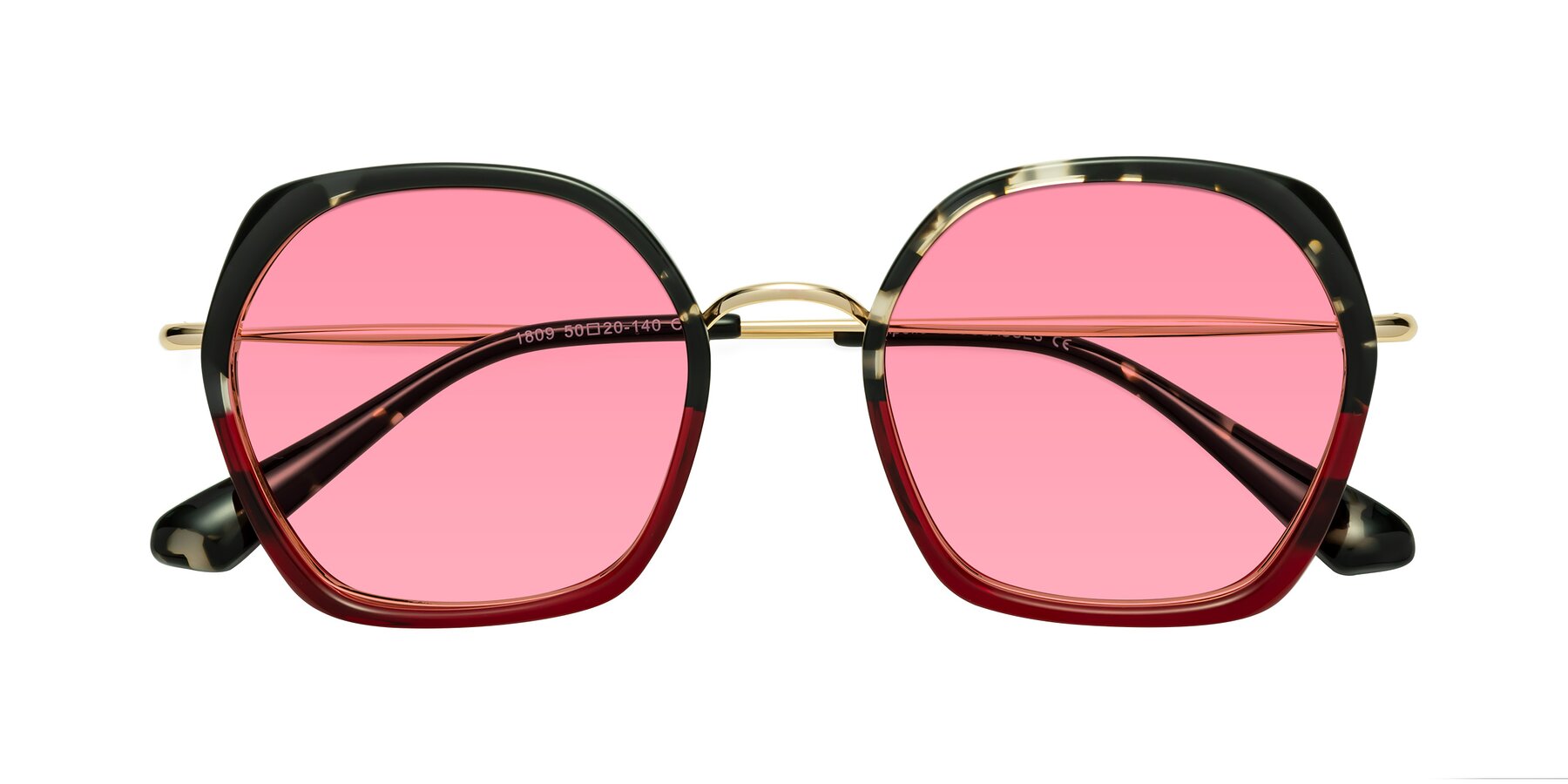 Folded Front of Apollo in Tortoise-Wine with Pink Tinted Lenses